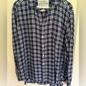 Frank and Eileen navy check button-up
